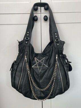 KILLSTAR Black Inverted Pentagram Purse Handbag Chains Large